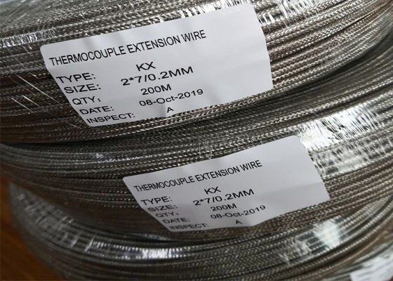 Prezzo buon 2x0,5 mm 2x0,6 mm 2x0,8 mm Tipo E Termocoppia filo di estensione metallo scudo fibra di vetro / PFA isolato in linea